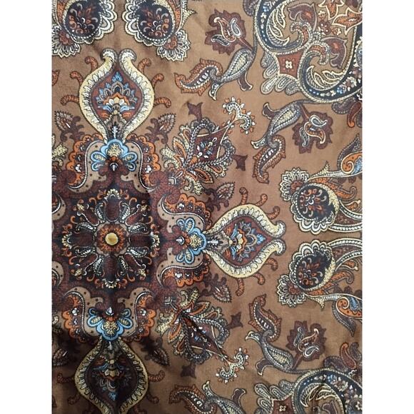 Vintage Liberty of London Silk Square Scarf Brown blue Paisley 23 x 24 mandala - Picture 7 of 16